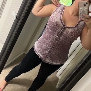 Womens Purple Ribbed Tank